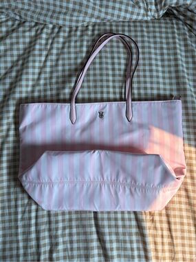 Victoria Secret Pink Striped Tote Bag